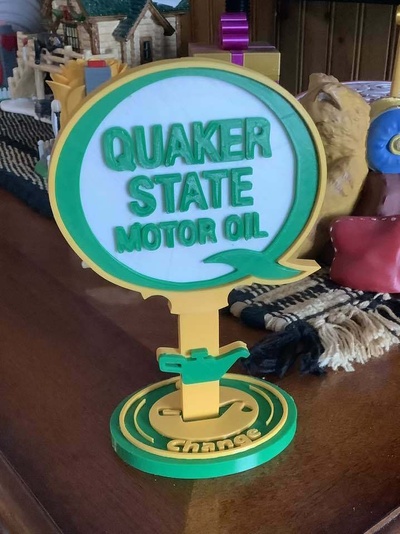 quaker state oil logo sign diorama 3d print model - Mito3D