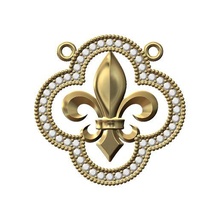 quatrefoil heraldic lily ornament diamond pendant 3d print model jewelry printable gold silver jewellery fashion luxury necklace sterling flower lys lis clover bead pendants 3d print model - Mito3D