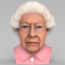 queen elizabeth ii bust ready full color 3d printing gadget unted kingdom brexit london buckingham palace statue figurine miniature meghan markle kate middleton philip harry william charles prince 3d print model - Mito3D