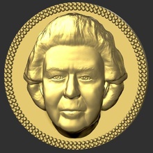 queen elizabeth medallion pendant 3d printing ready stl obj jewelry bust prince charles william harry philip kate middleton meghan markle london brexit unted kingdom 3d print model - Mito3D