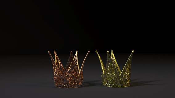 queen hearts crown gold king prince princess royal royalty monarch wear medieval treasure accessories royalcrown props 3d print model - Mito3D