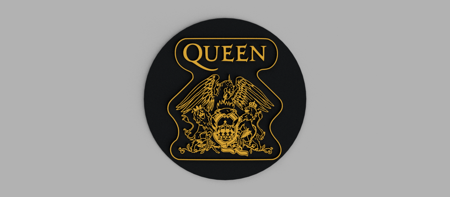 queen logo rock posavasos home 3d print model - Mito3D