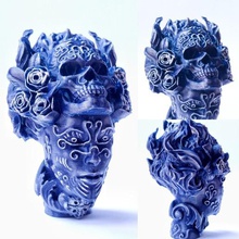 queen south art flower rose women bust skull decoration 3d print model - Mito3D