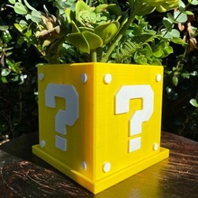 question box planter mario themed 2 versions - single color dual print custom 3d print model - Mito3D