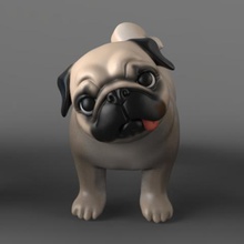 question pug 3d print model art toy dog miniture figure cute puppy 3d print model - Mito3D