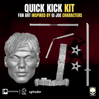 quick kick kit 3d printable file action figures gi joe mezco marvel legends classified force head headsculpt ninja katana star 3d print model - Mito3D