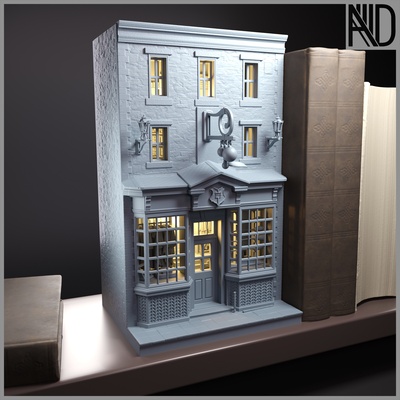 quidditch shop harry potter shelf closet book holder block platform nooks 3d print model - Mito3D