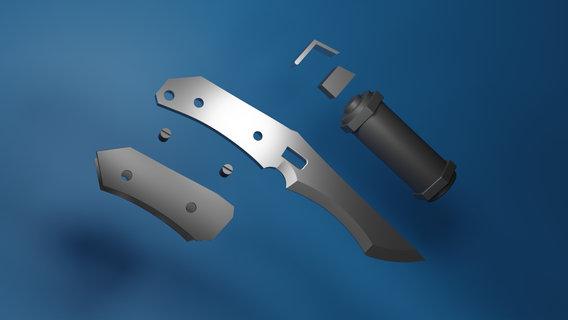 silencieux couteau flashbang métal équipement solide mgs fantôme douleur cosplay grenade dague 3d print model - Mito3D