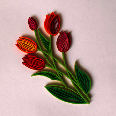 quilling tulips home 3D print model - Mito3D