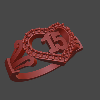 Quincea coração anel joalheria 3d impressão culto argolas 3d print model - Mito3D