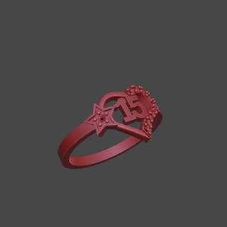 Quincea anel joalheria 3d coração impressão culto argolas 3d print model - Mito3D