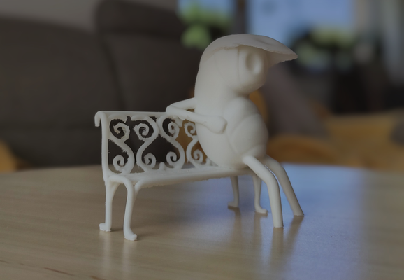 quirrel on a bench - hollow knight game 2d game silksong 3d print model - Mito3D