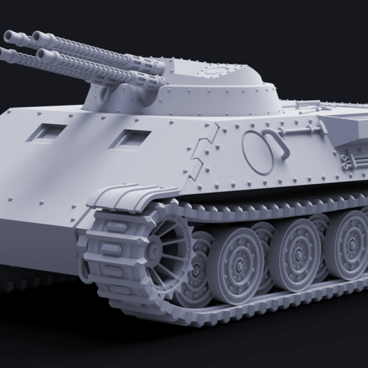 ra 3 giaguaro anti air serbatoio aria aa idra ww2 guerra arma cannone 3D print model - Mito3D
