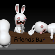 rabbid rabbit cretin beer bar friends rabid dumb drunk 3d print model - Mito3D