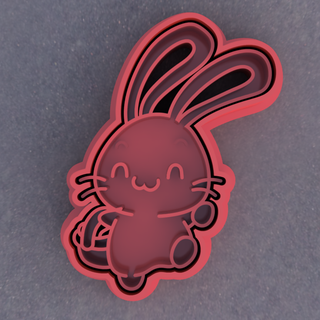rabbit basket easter cookie cutter cookiecutter cutting mold fondant bunny stamper stamp egg 3d print model - Mito3D