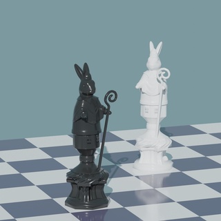 rabbit chess helios bishop toys games table knight king queen rook pawn 3d print model - Mito3D