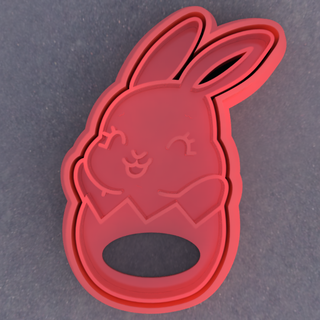 rabbit easter egg cookie cutter cookiecutter cutting mold fondant bunny stamper stamp 3d print model - Mito3D