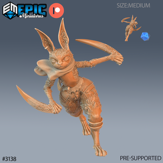 rabbit folk warrior running dnd miniature tabletop miniatures gaming monster 3d model rpg dndminis stl file epic-miniatures dndminiatures 3dprint 3dminiature printedminis 3dprinting dungeon fantasy roleplaying dragon undead pre-supported 3d print model - Mito3D