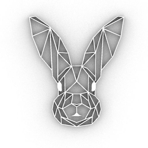 Hase geometrisch Dekoration Dekor 2d Innere Design Kunst Nerd Schlüsselbund Emblem Anhänger Logo Zubehörteil Tier Ostern 3D print model - Mito3D
