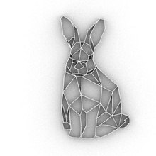 Conejo geométrico decoración 2d interior diseño Arte nerd llavero emblema colgante pendiente logo accesorio animal Pascua Resurrección huevo 3d print model - Mito3D
