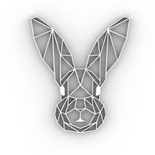 coniglio geometrico decorazione arredamento 2d interni design arte nerd portachiavi emblema pendente logo accessorio animale Pasqua uovo 3d print model - Mito3D