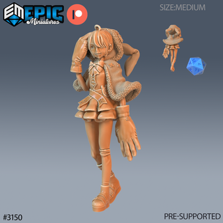 rabbit hoodie girl walking dnd miniature tabletop miniatures gaming monster 3d model rpg dndminis stl file epic-miniatures dndminiatures 3dprint 3dminiature printedminis 3dprinting dungeon fantasy roleplaying dragon warrior undead pre-supported 3d print model - Mito3D