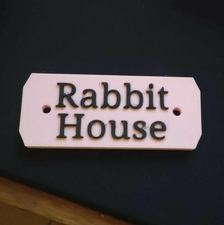rabbit house sign container holder jar pegboard plastic screws signs logos 3d print model - Mito3D