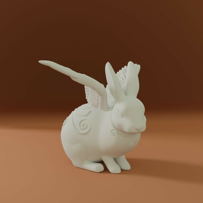 rabbit hypnos motif art animal interior toy wing 3d print model - Mito3D