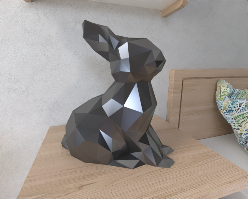 rabbit lowpoly animal geometric origami art sculpture statue faceted decorative model wall low poly fantasy 3D print model - Mito3D