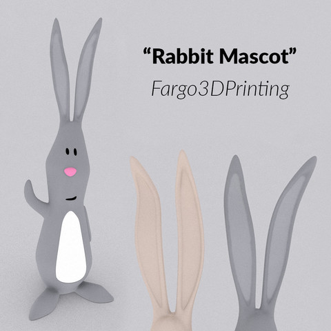 rabbit mascot art bunny easter cartoon 3D print model - Mito3D