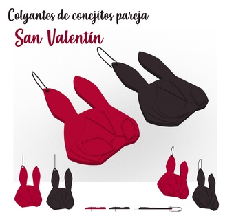 Conejo máscara colgantes Pareja san valentin día conejos 3d print model - Mito3D