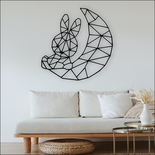 coniglio Luna parete decorazione tavolo 3d print model - Mito3D