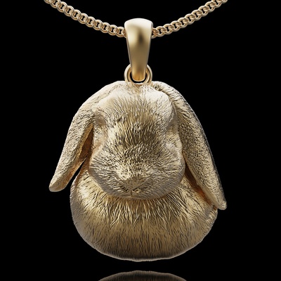 coniglio pendente gioielleria argento oro stampabile 3d modello tendenza moda design zbrush 3d print model - Mito3D