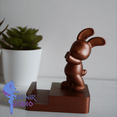 rabbit phone tablet holder support cute gadget decoration home easter deco animal art design office workplace 3d print model - Mito3D