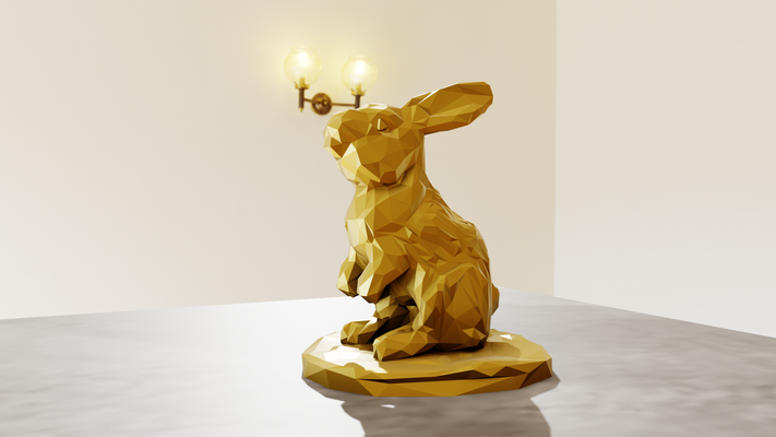 rabbit poly statue stl 3d print file art hare jungle safari miniature tabletop animals sculpture wall decor 3d print model - Mito3D