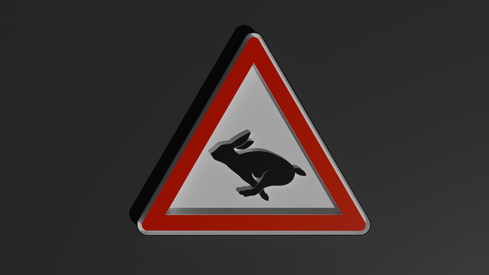 rabbit sign panel attention decoration room signage funny animal 3d print model - Mito3D