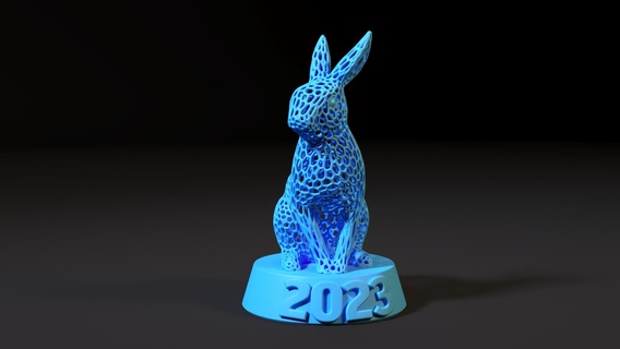 lapin symbole 2023 lièvre voronoi statue statuette art moyen dessin animé Pâques 3d impression 3dprinting sculptures 3d print model - Mito3D