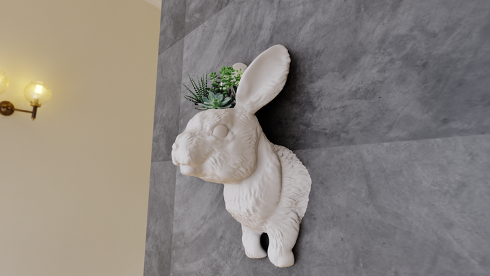 tavşan duvar heykel ekici tencere çiçek vazo 3d yazdır dosya stl ev orman safari minyatür masaüstü hayvanlar dekor 3d print model - Mito3D