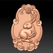rabbit art animal cnc 3d decoration pendant bas-relief jewelry jade 3d print model - Mito3D