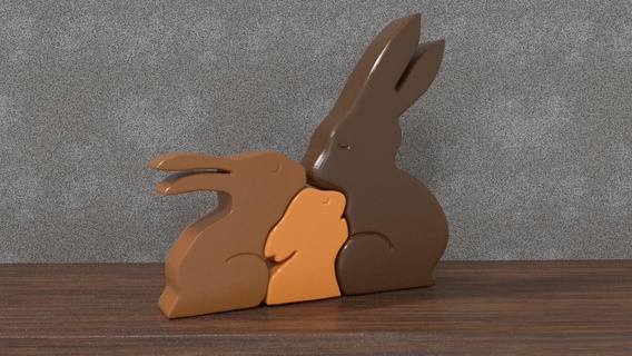 rabbits love decoration art statuette rabbit print 3d home gift offer collection sculpture low poly family 3d print model - Mito3D