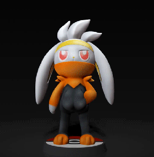 raboot - pok mon figurine unite scorbunny evolution fanart nintendo figurin unitee 3d game anime pokemon 3d print model - Mito3D