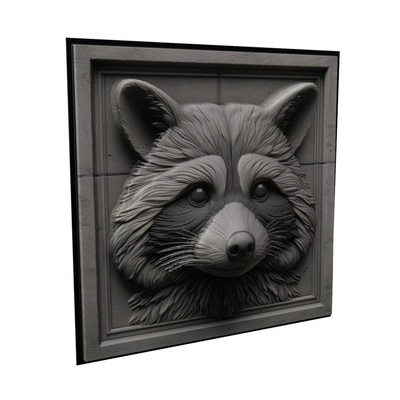 raccoon animal relief art animals yeggi mito3d bust google pendants medallion animal-relief wall-art wall 3d print model - Mito3D