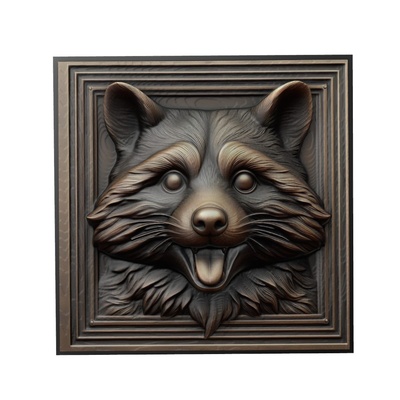 raccoon animal relief art animals yeggi mito3d bust google pendants medallion animal-relief wall-art wall 3d print model - Mito3D