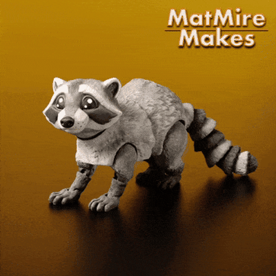 raton laveur articulé agiter figure 3mf inclus mignonne flexi multicolore animal impression in endroit flexy matmiremakes matmire velu poubelle panda posable casser forme matmires jouet figurine 3d print model - Mito3D