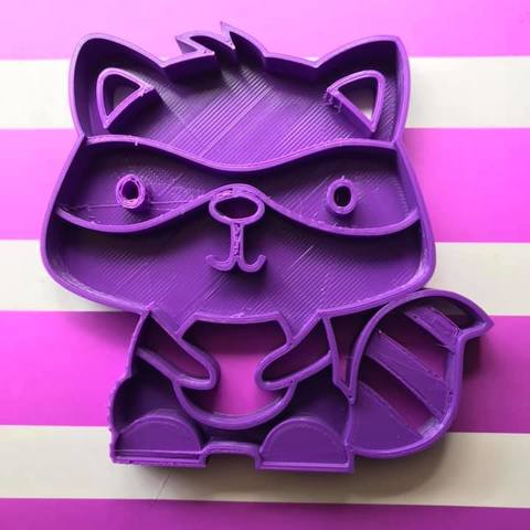 raccoon cookie cutter tool animal animals 3D print model - Mito3D