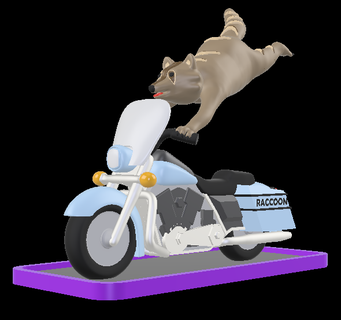 raccoon rider bike motorbike motorcycle trash panda 3d print model - Mito3D