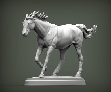 cavalo corrida 3d impressão modelo animal natureza garanhão mamífero escultura estatueta lembrança presente capítulo esculpir arte esculturas 3d print model - Mito3D