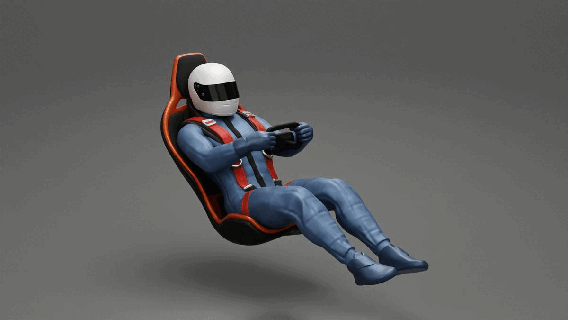 racing driver sitting touring car cockpit suit seat without man mask helmet male character human woman anatomy statue sculpture gas print race bike motocross motorcycle 3d print model - Mito3D