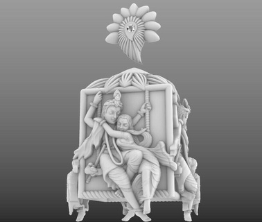 Radha Krishna gemiye göksel araba kolye takı mitoloji Hindu heykel detay özveri Aşk efsane Toplamak zarafet anlatı kültür altın gümüş 3d print model - Mito3D