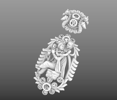 Radha Krishna ilahi dans kolye nefis detaylandırma takı değerli taş Hindu mitoloji lüks manevi geleneksel altın gümüş sterlin mücevher 3d print model - Mito3D
